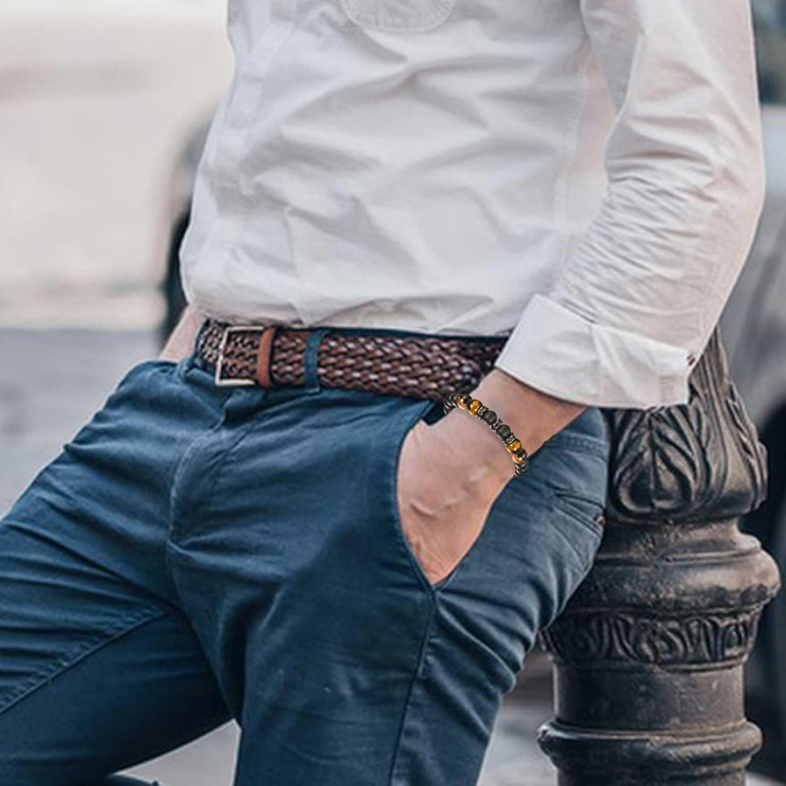 TEVOP Gifts for Dad Son Grandson Grandad Daddy, Tiger Eye Stone Bracelet Adjustable Bracelet Gifts from Daughter Mum Grandparents, Perfect Birthday Graduation Christmas Presents