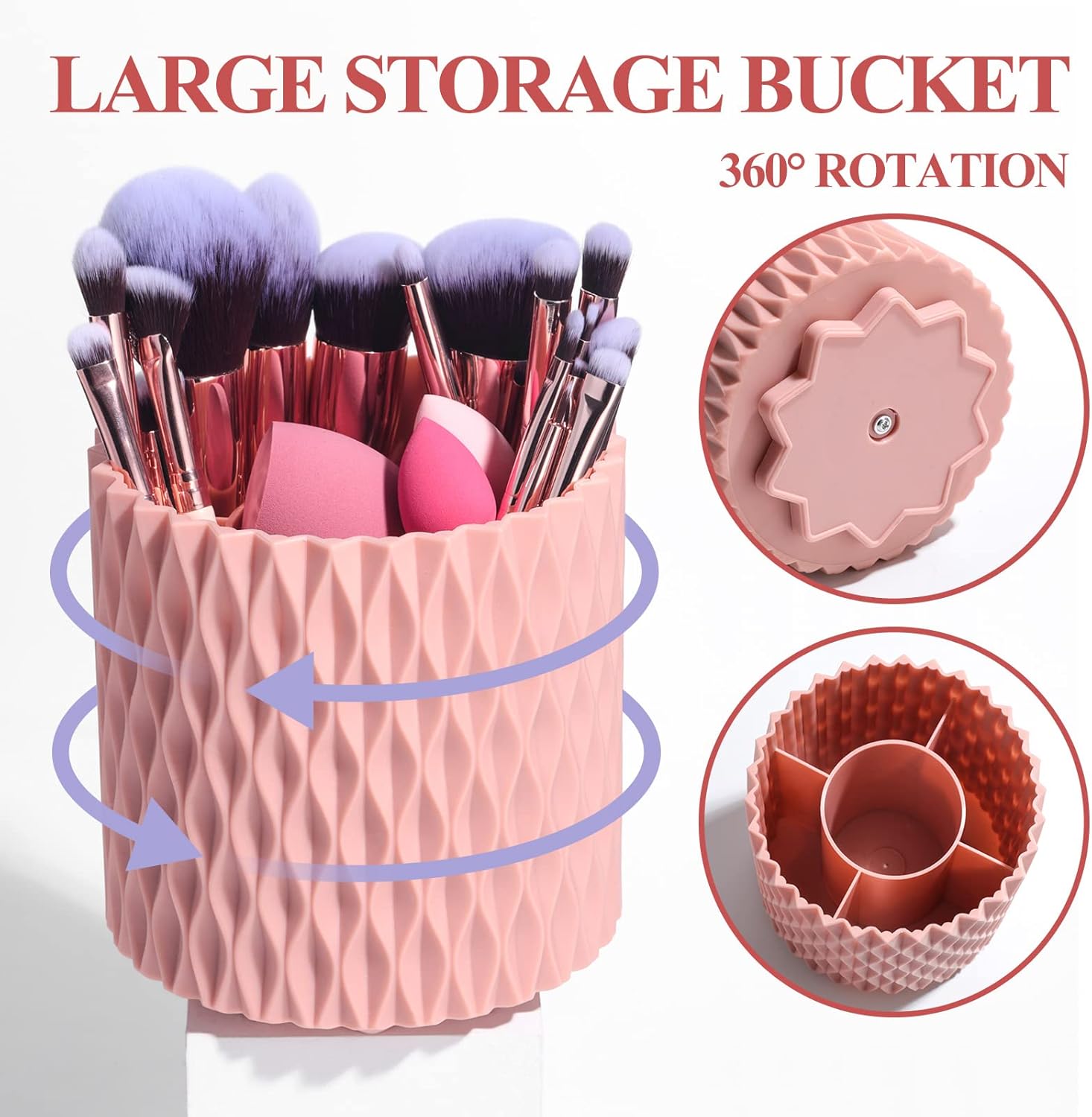 BS-MALL Makeup Brushes Premium Synthetic Foundation Powder Concealers Eye Shadows 18 Pcs Brush Set with 5 sponge & Holder Sponge Case (A-Pink)
