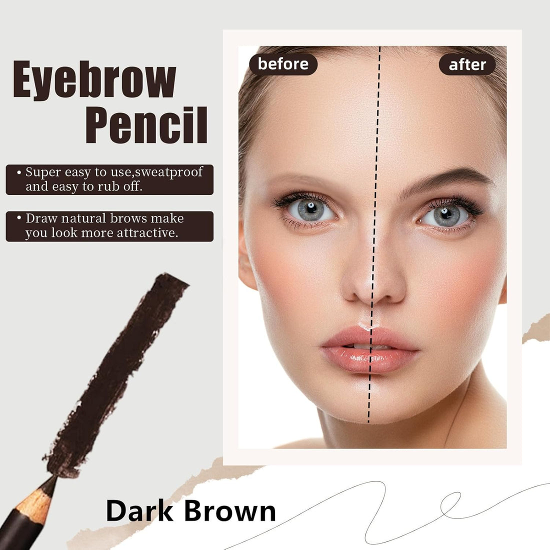 Go Ho 12 PCS Brown Eyebrow Eyeliner Pencil Set, Waterproof Eyebrow Pencil,Long-lasting Sweat-proof Eyeliner Makeup Brow Tint Pen(Dark Brown)