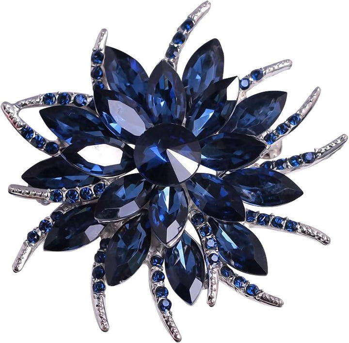 Flower Brooch Pin For Women Brides Created Blue Crystal Brooch, Crystal, Crystal
