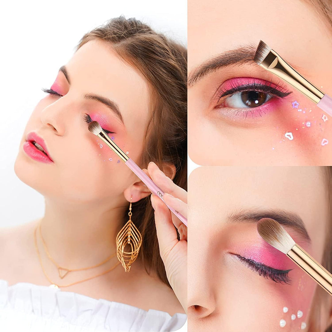 Docolor Eye Makeup Brushes 15Pcs Synthetic Eyeshadow Brush Eye Makeup Brush Set with Soft Hairs Professional Eye Shadow Blending Concealer Eyebrow Eye Liners Premium Eye Make Up Brushes Set(Pink)