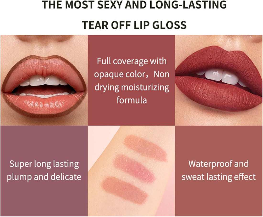 3 Colors Peel off Lip Stain Tattoo, Peel Off Lip liner Tattoo with Matte Finish, Infused with Vitamin E, Tattoo Lipstick Long Lasting Plump Lip Makeup Gift for Women