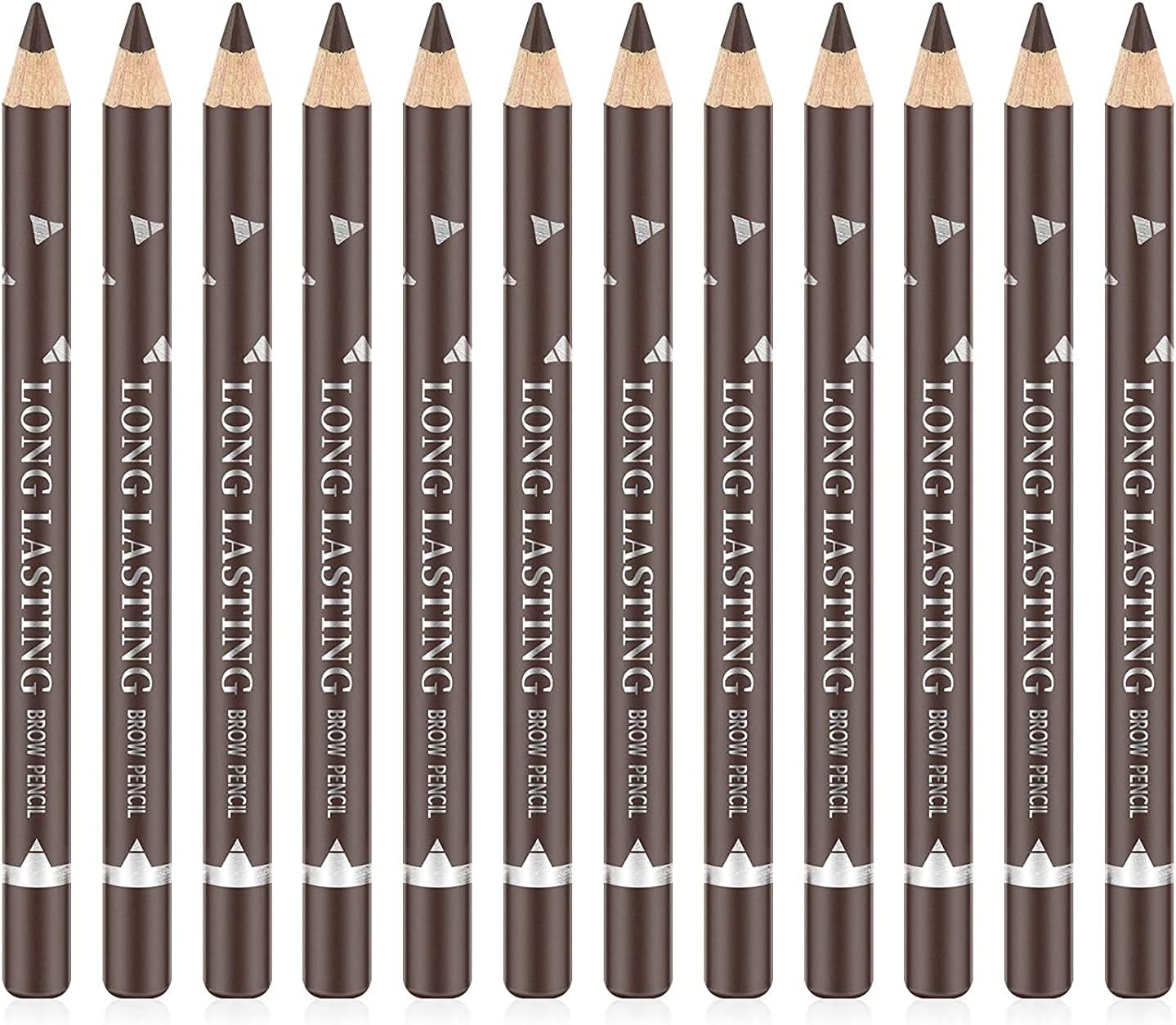 Go Ho 12 PCS Brown Eyebrow Eyeliner Pencil Set, Waterproof Eyebrow Pencil,Long-lasting Sweat-proof Eyeliner Makeup Brow Tint Pen(Dark Brown)