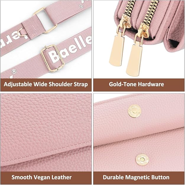 Crossbody Bags for Women PU Leather, – Adjustable Wide Strap, Camera Handbags & Phone Shoulder Bag with Removable Coin Pocket for Lady Girl Travel Shopping Daily Use