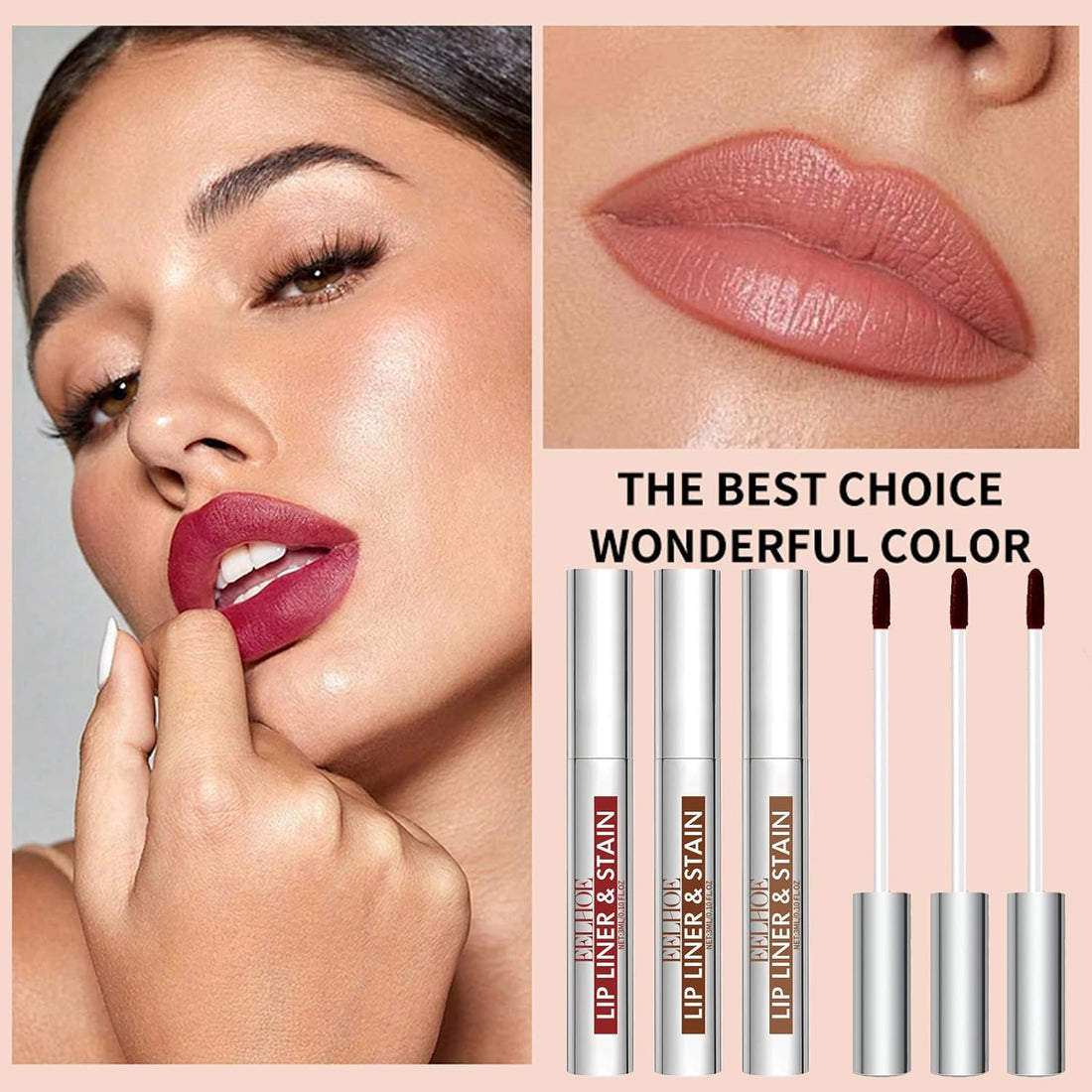 3 Colors Peel off Lip Stain Tattoo, Peel Off Lip liner Tattoo with Matte Finish, Infused with Vitamin E, Tattoo Lipstick Long Lasting Plump Lip Makeup Gift for Women