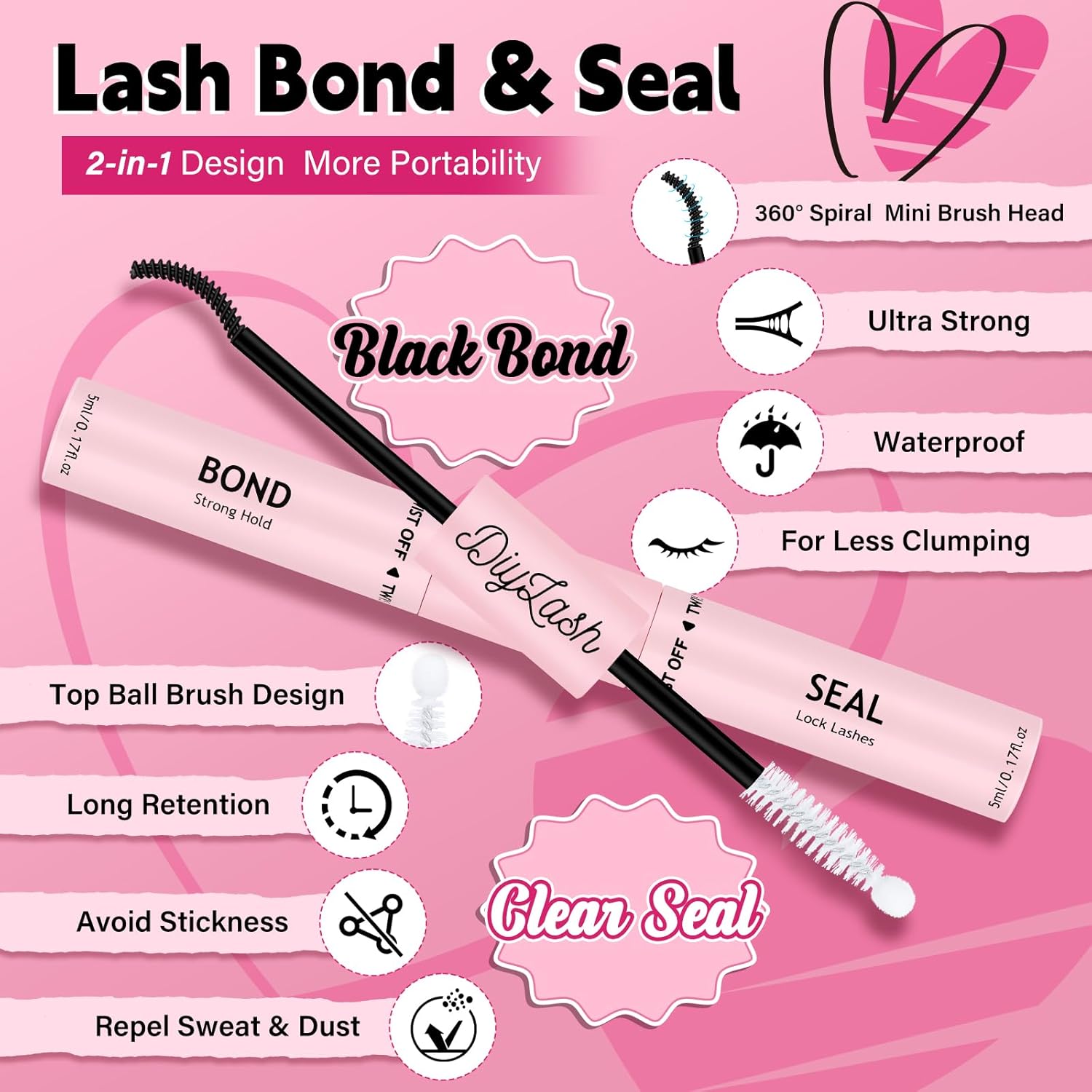 PRO Lash Extension Kit Natural Individual Lashes D Curl Cluster Eyelash 8-16mm Individual lashes Kit with Bond, Lash Remover, Seal (Natural04-8-16mix)