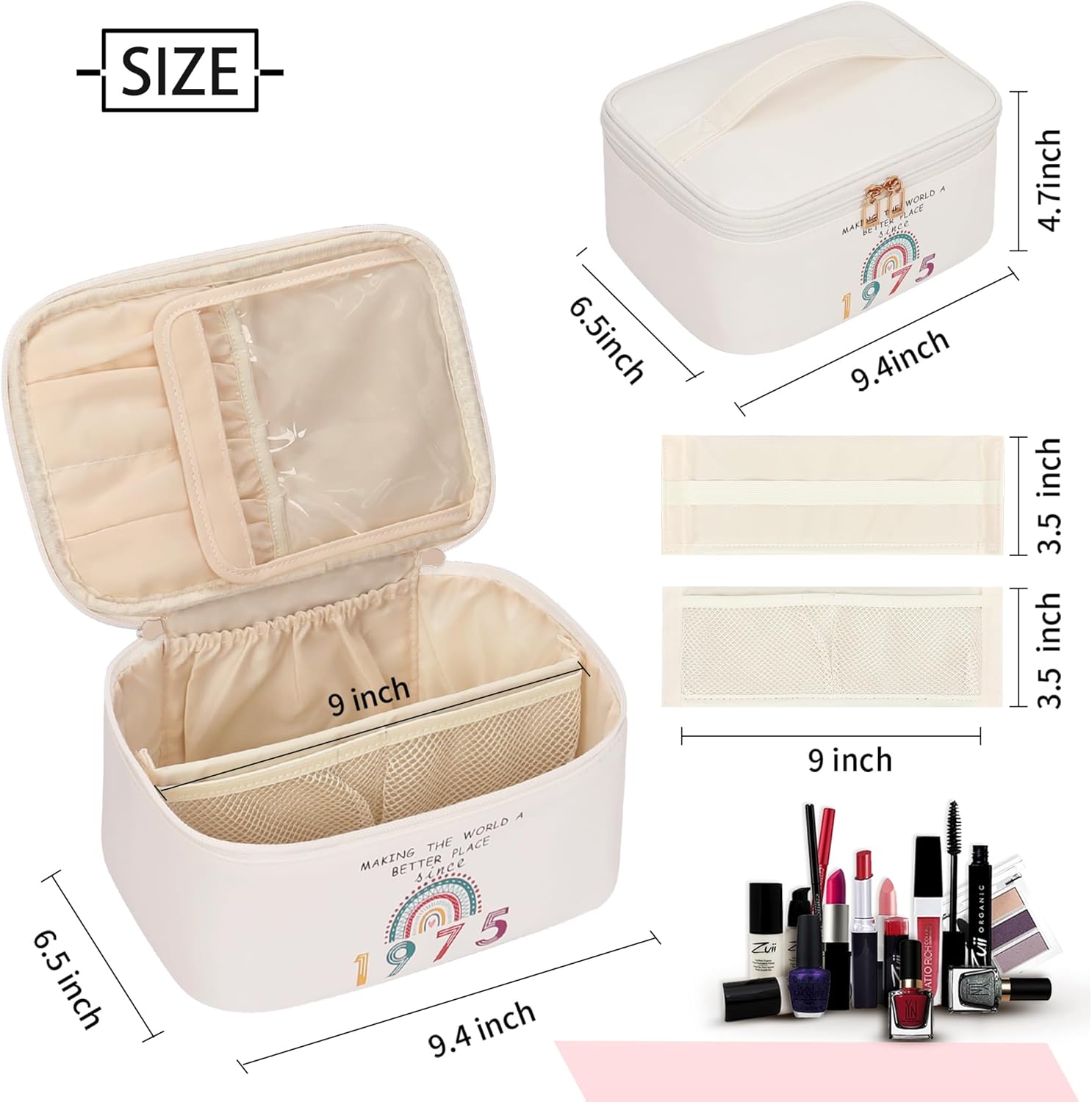 50th Birthday Gifts for Women, Birthday Gifts Rainbow Makeup Bag, Personalised 50 Year Old Lady Present Ideas for Mum, Best Friend, Sister, Bestie, Funny 50th Gift for Her