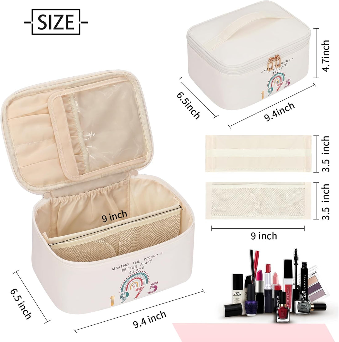 50th Birthday Gifts for Women, Birthday Gifts Rainbow Makeup Bag, Personalised 50 Year Old Lady Present Ideas for Mum, Best Friend, Sister, Bestie, Funny 50th Gift for Her