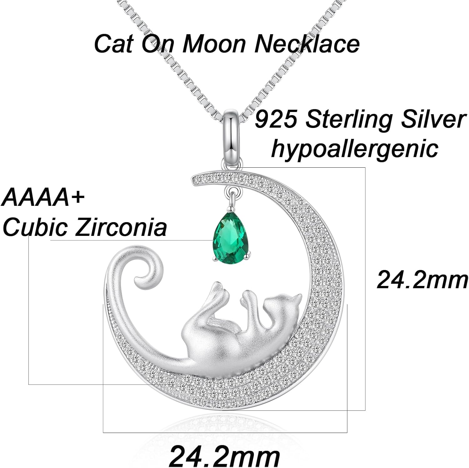 Jiamiaoi Cat Necklace for Women 925 Sterling Silver Cat Necklace Cute Cat Jewelry,Diamond Cat Necklace Cubic Zirconia Silver Necklaces for Women