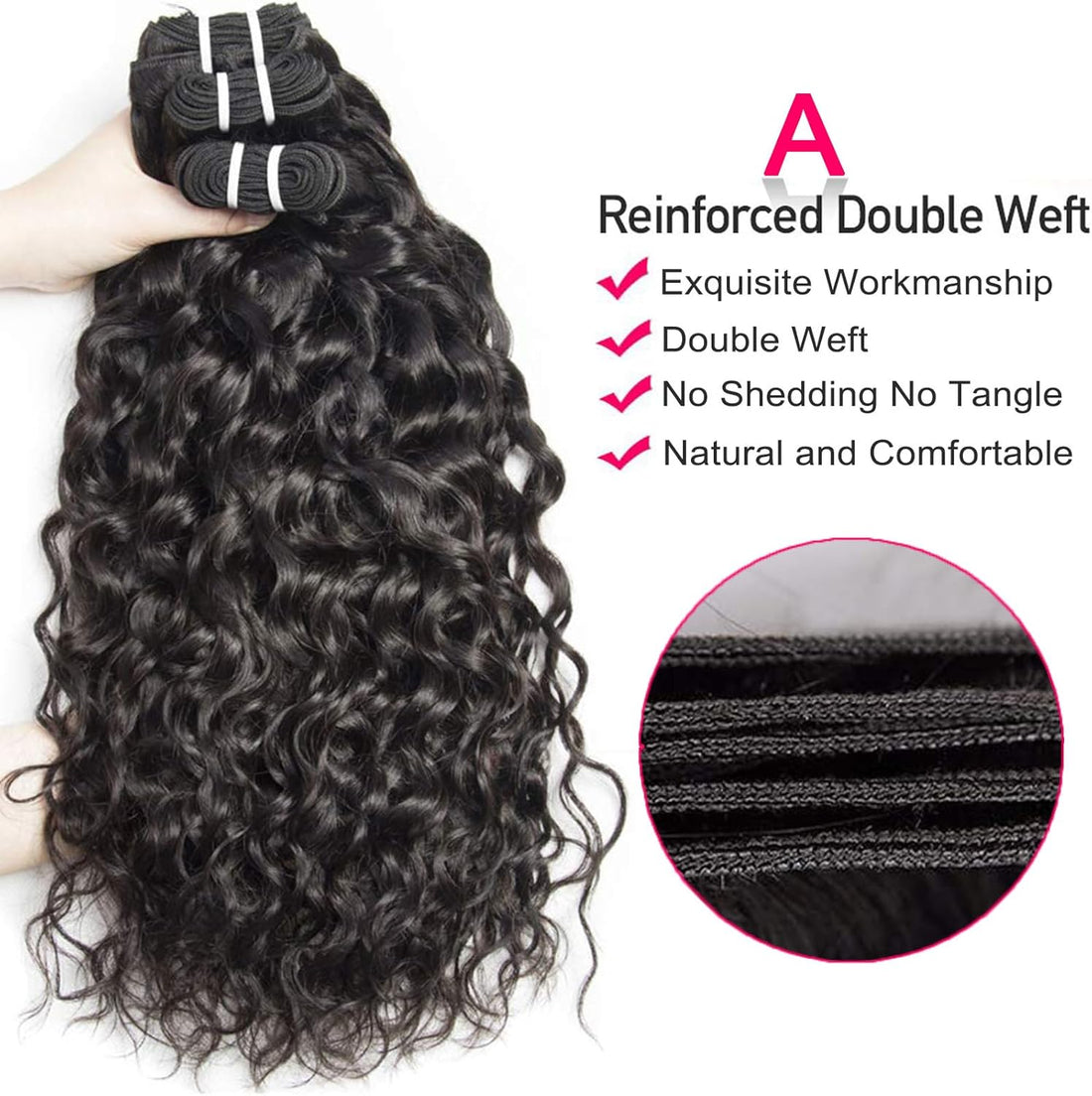 Curly Wave Bundles Human Hair Brazilian Curly Human Hair Bundles 3 Bundles Kinky Curly Human Hair Brazilian Virgin Human Hair Bundles 80 Gram/Bundle (Total 240 Gram), 20 22 24 Inches, Natural Color