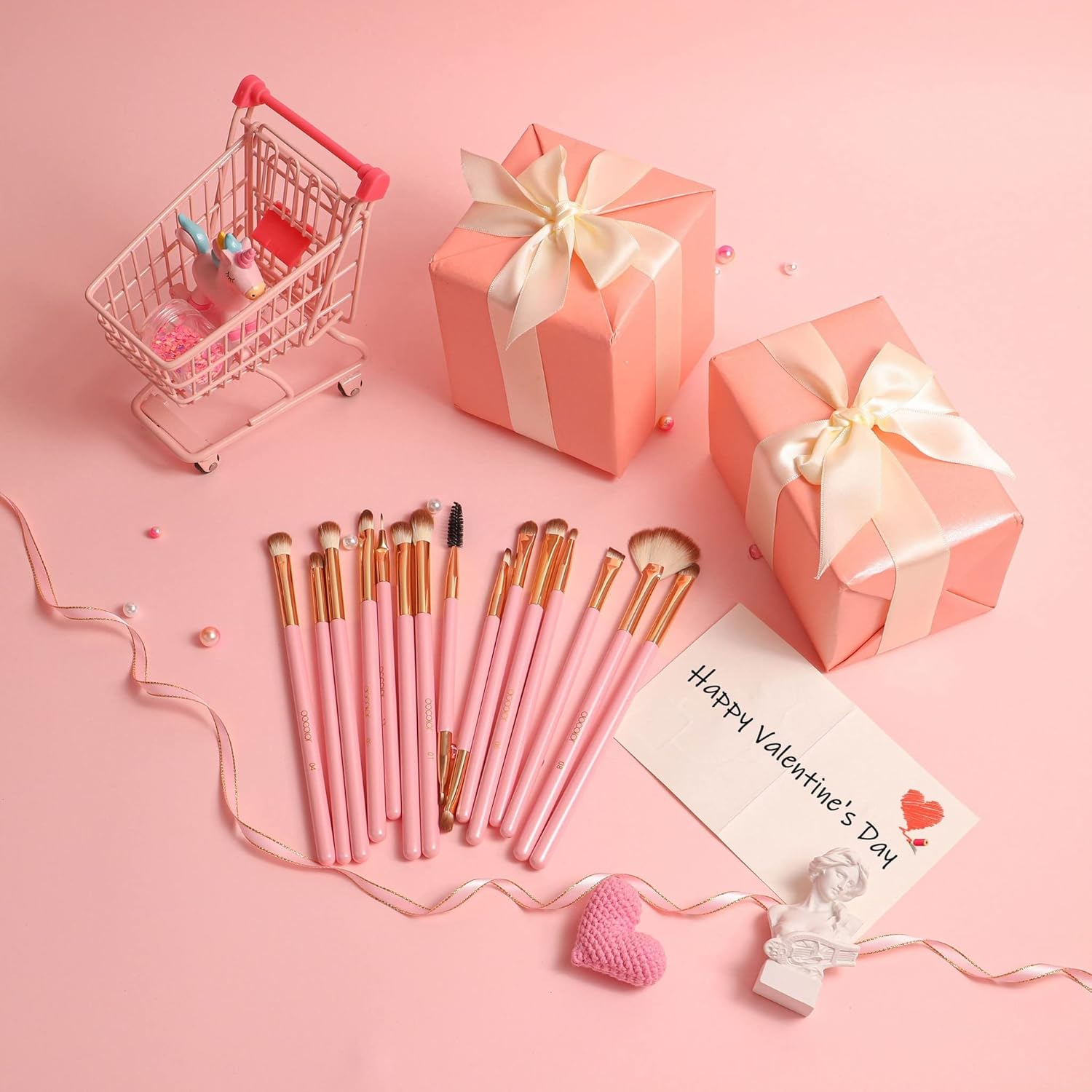 Docolor Eye Makeup Brushes 15Pcs Synthetic Eyeshadow Brush Eye Makeup Brush Set with Soft Hairs Professional Eye Shadow Blending Concealer Eyebrow Eye Liners Premium Eye Make Up Brushes Set(Pink)