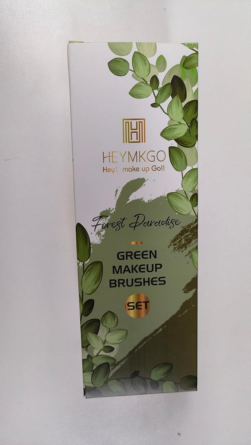 HEYMKGO Makeup Brushes 11pcs Premium Synthetic Bristles Green Color Kabuki Foundation Brush Face Lip Eye Makeup Brush Sets Professional with Gift Box