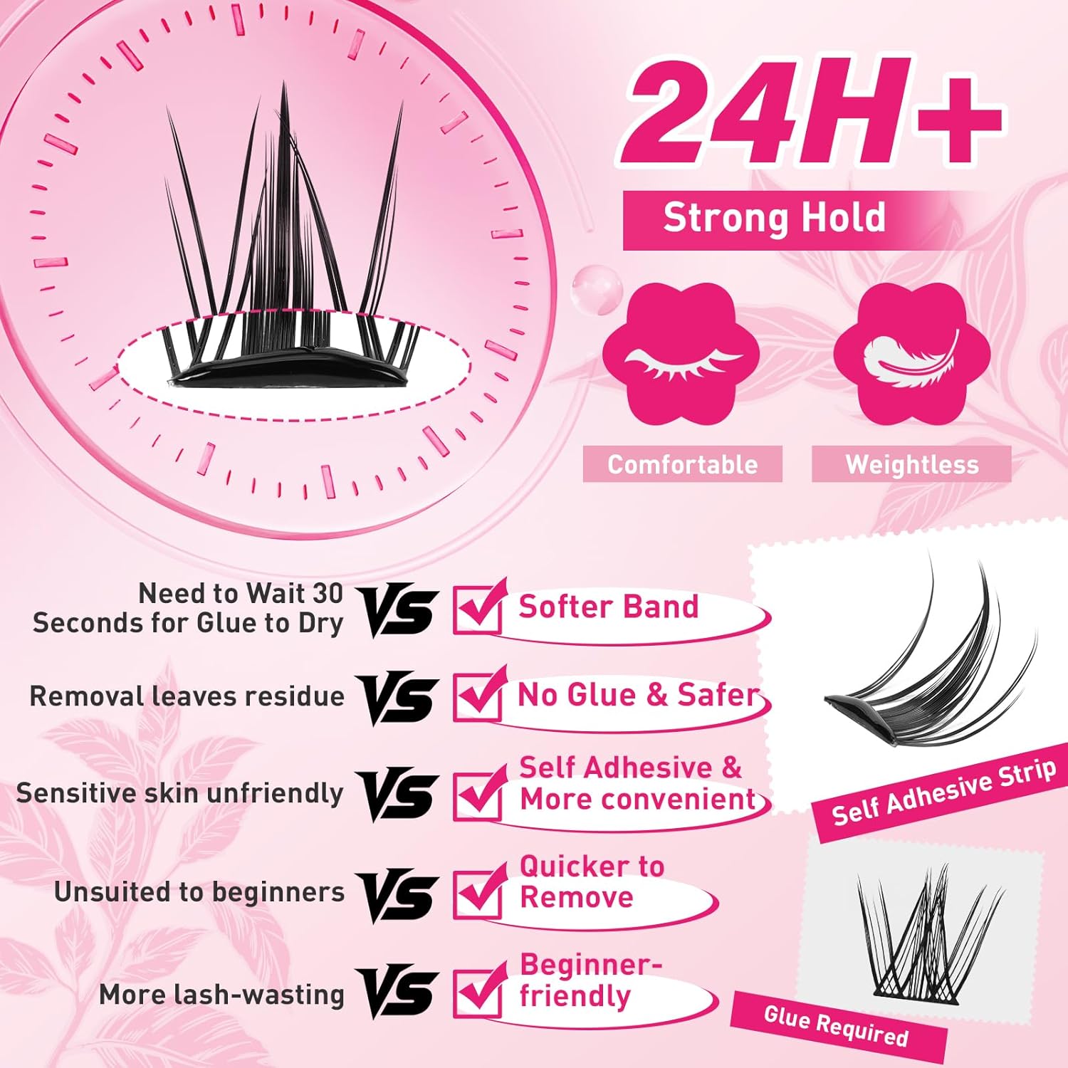 120Pcs Self Adhesive Lash Clusters Natural Look Self Adhesive Eyelashes Extension Reusable Cluster Lashes DIY Lash Extension No Glue Needed Clear (Fairy,10-16mix)