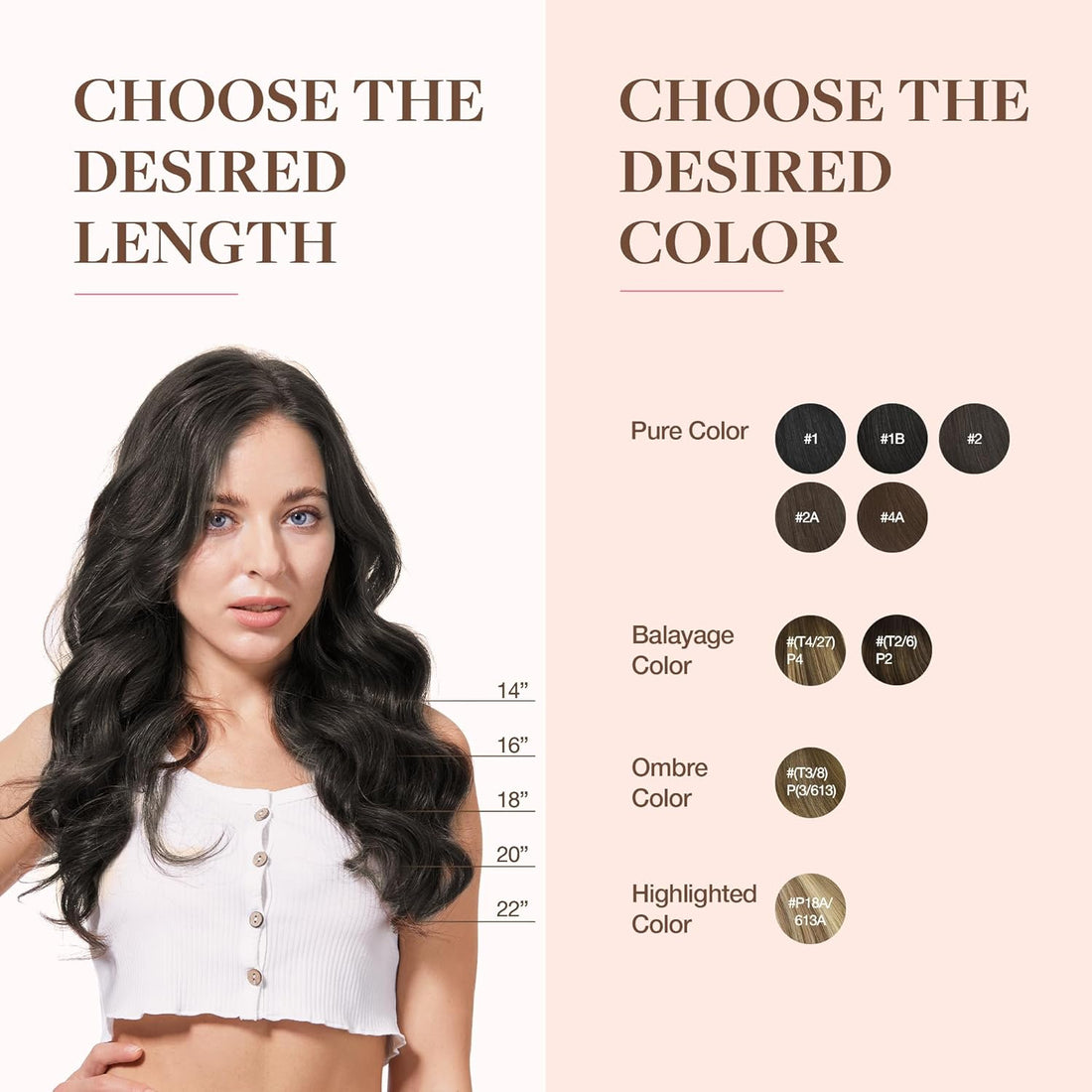 GOO GOO Seamless Clip in Human Hair Extensions, 16inch 110g 7pcs, Hair Extensions Clip in, 2 Dark Brown