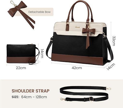 LOVEVOOK Laptop Handbags for Women, 15.6 Inch Ladies Work Bags Large Tote Bags with Compartments, PU Leather Womens Handbag Shoulder Bag for Office School Teacher Shopping Business