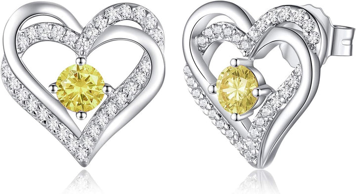 CDE Sterling Silver Heart Stud Earrings - Women's Jewellery for Christmas, Anniversary, Birthday Gifts