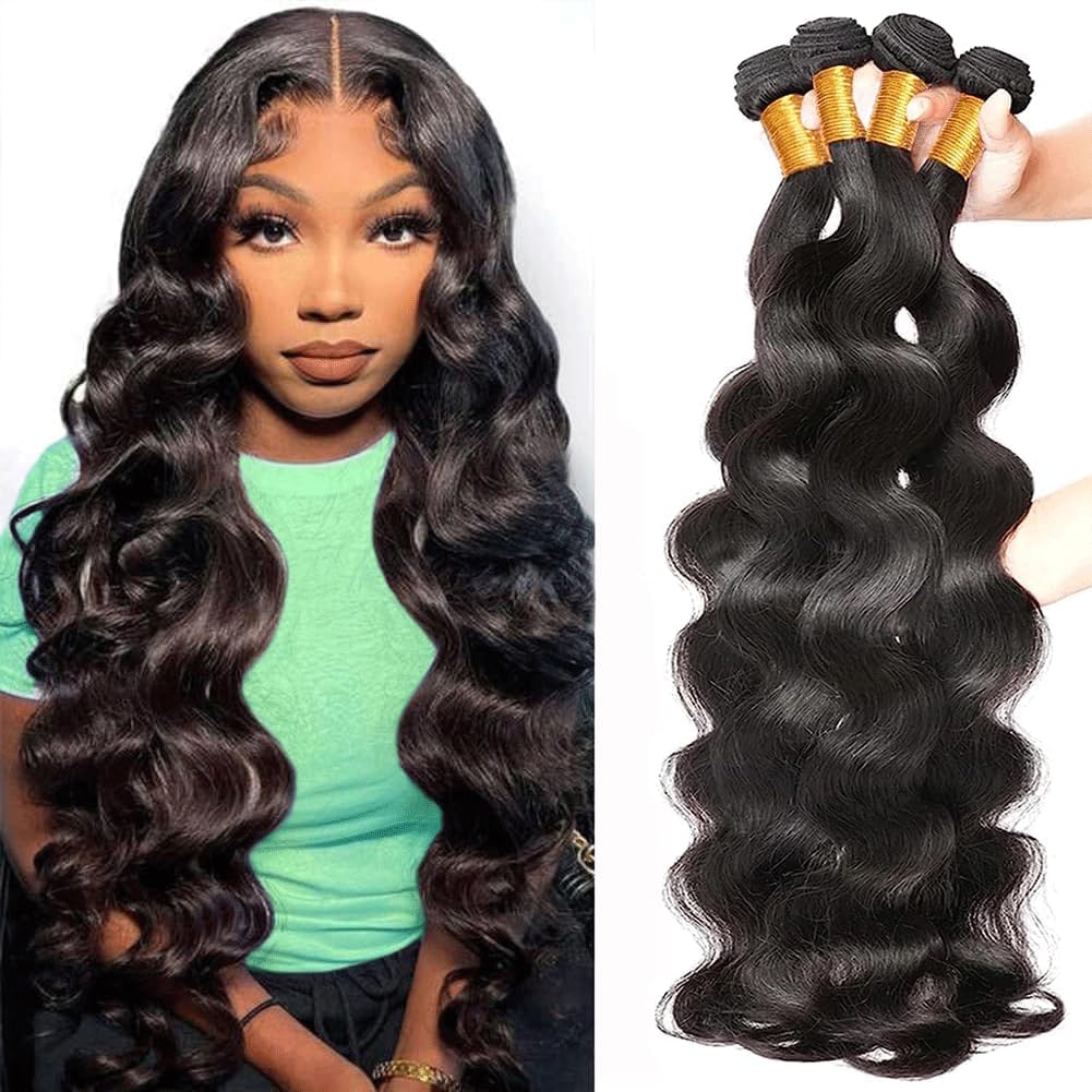 Body Wave Bundles Human Hair Bundles 10A Grade 100% Unprocessed Brazilian Virgin Hair Bundles Body Weave Wavy Bundles Human Hair (18 20 22 24)