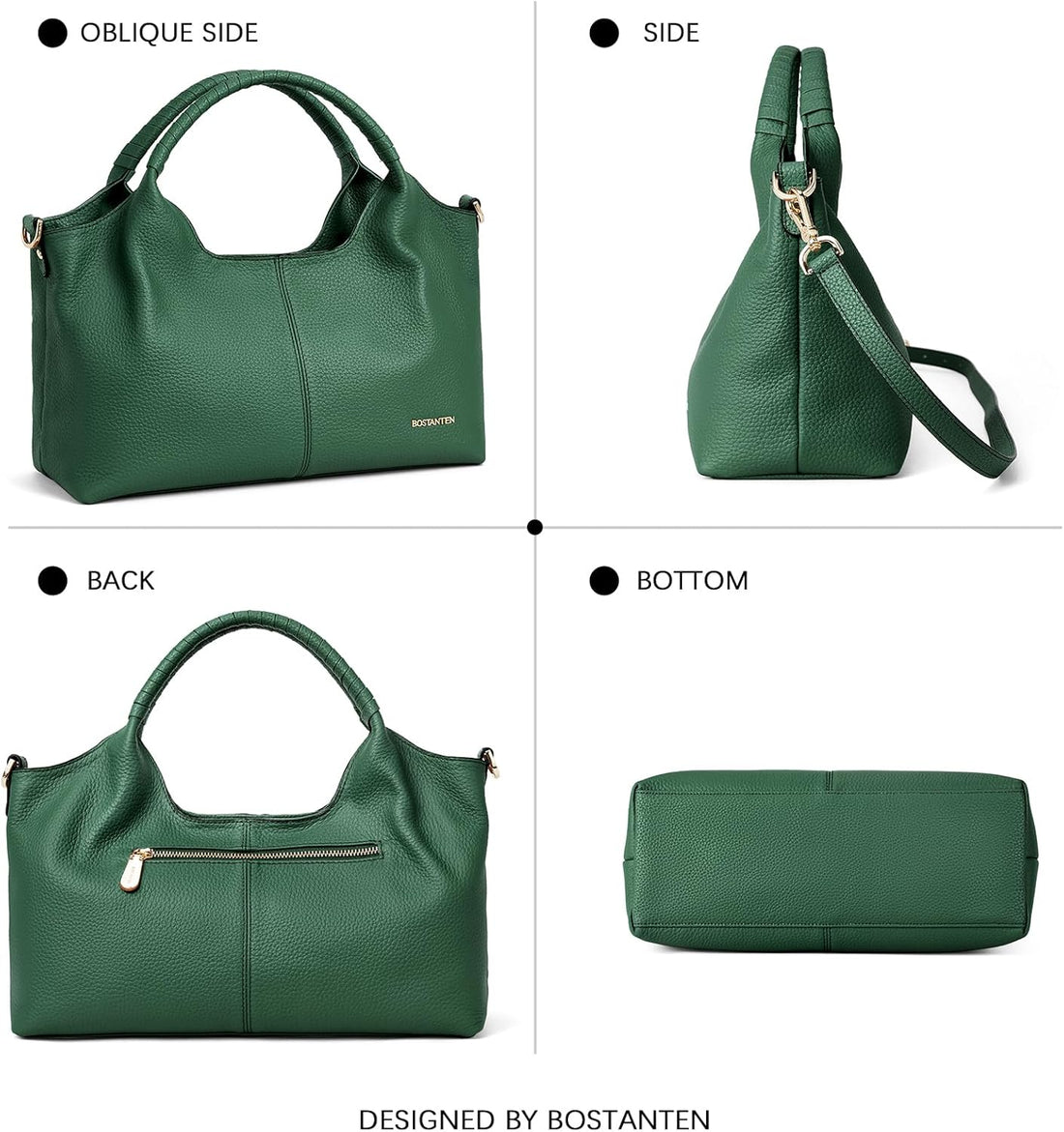 BOSTANTEN Genuine Leather Purses for Women Designer Handbags Crossbody Shoulder Bags Top Handle Satchel