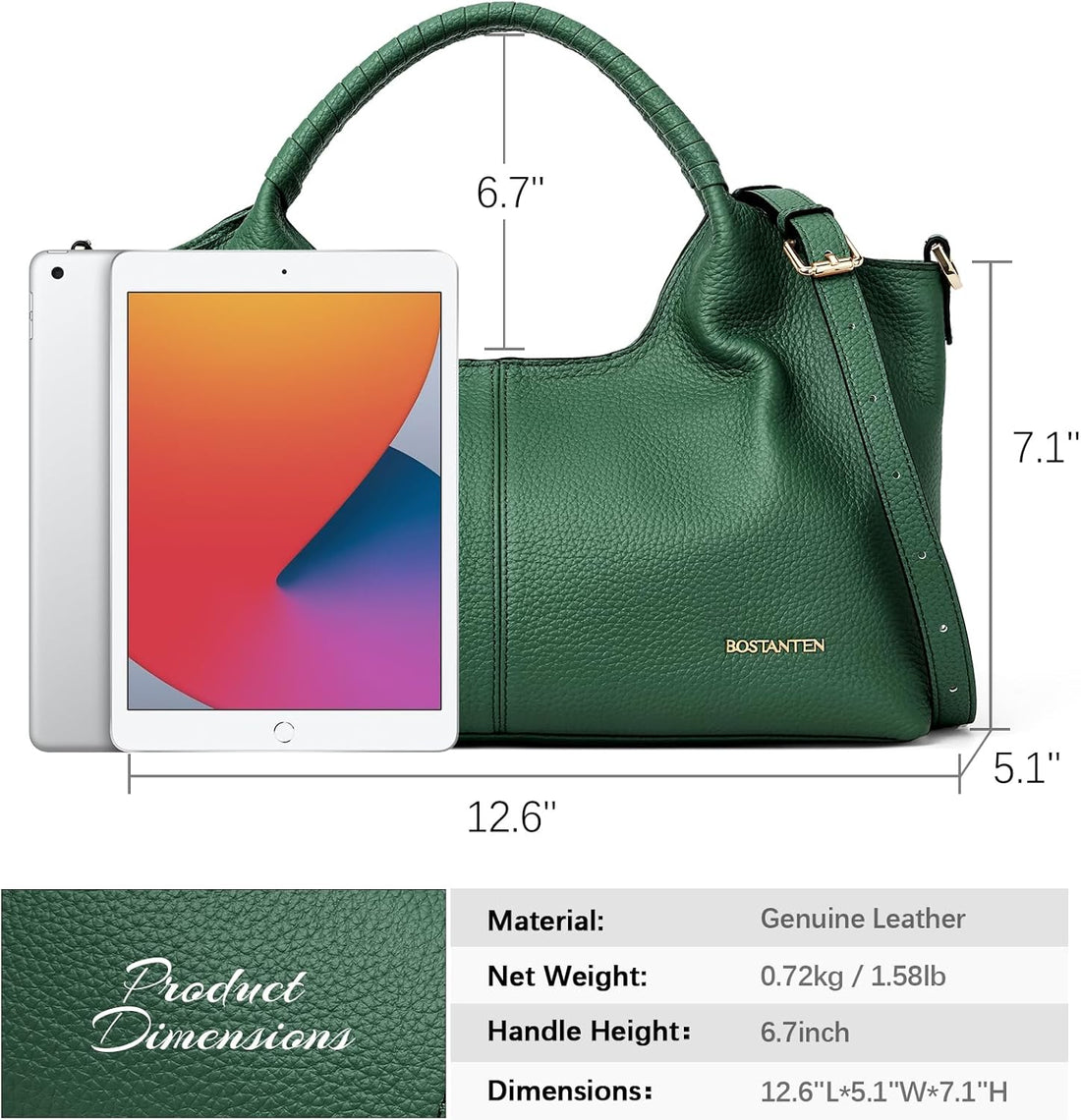 BOSTANTEN Genuine Leather Purses for Women Designer Handbags Crossbody Shoulder Bags Top Handle Satchel