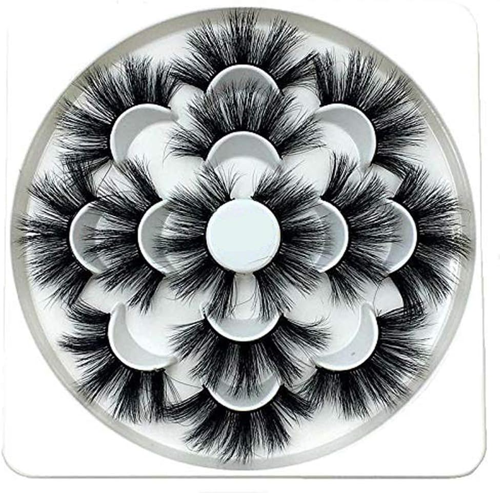 OCHILIMA 25mm Lashes Handmade Strip Eyelashes Dramatic Long Soft Wispy 3D False Eyelashes for Women Bold Makeup 7 Pairs Fluffy Lashes
