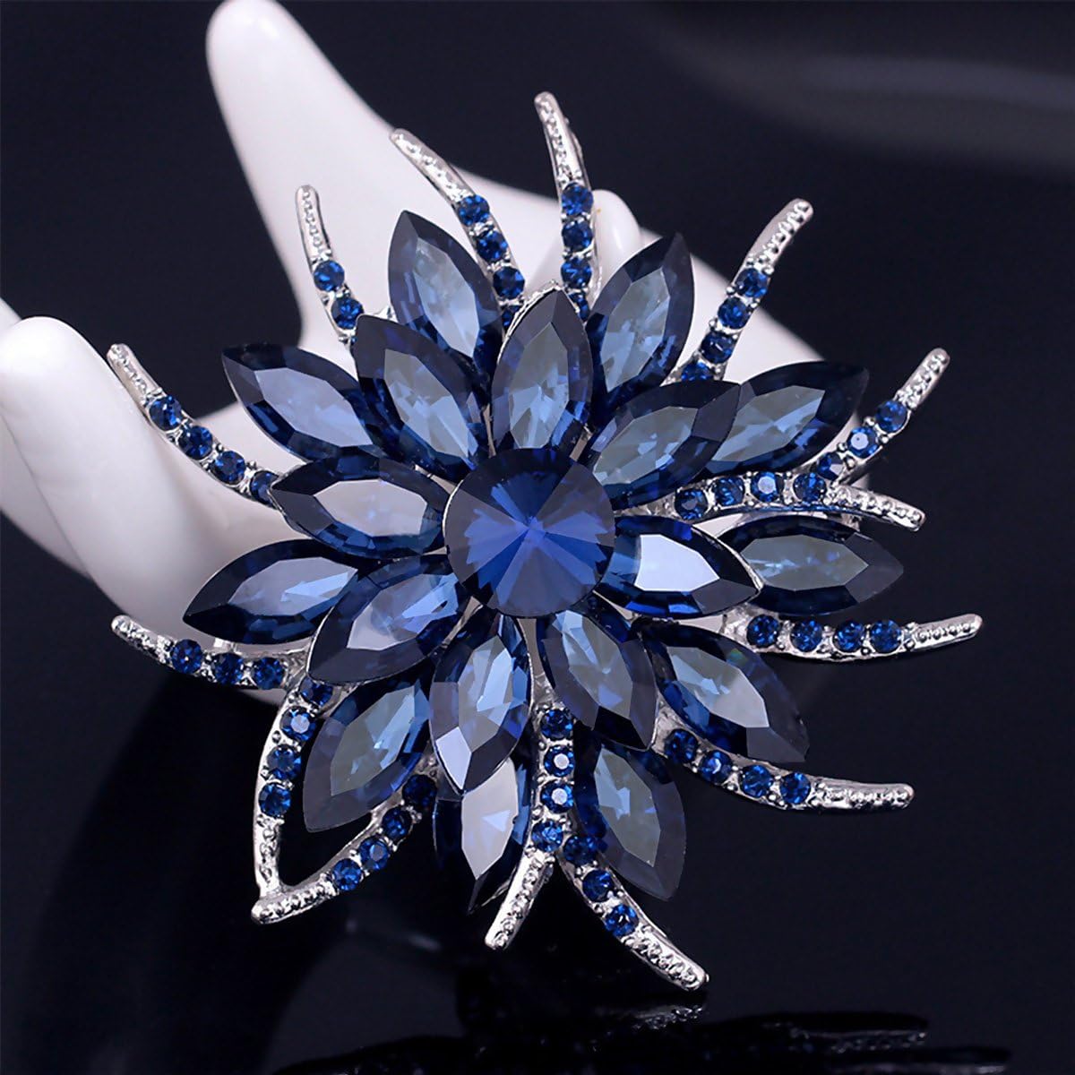 Flower Brooch Pin For Women Brides Created Blue Crystal Brooch, Crystal, Crystal