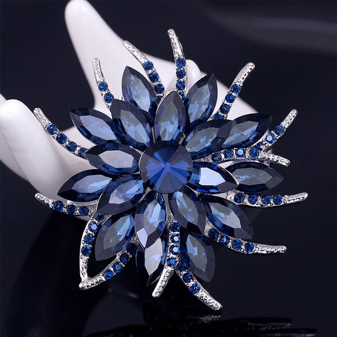 Flower Brooch Pin For Women Brides Created Blue Crystal Brooch, Crystal, Crystal