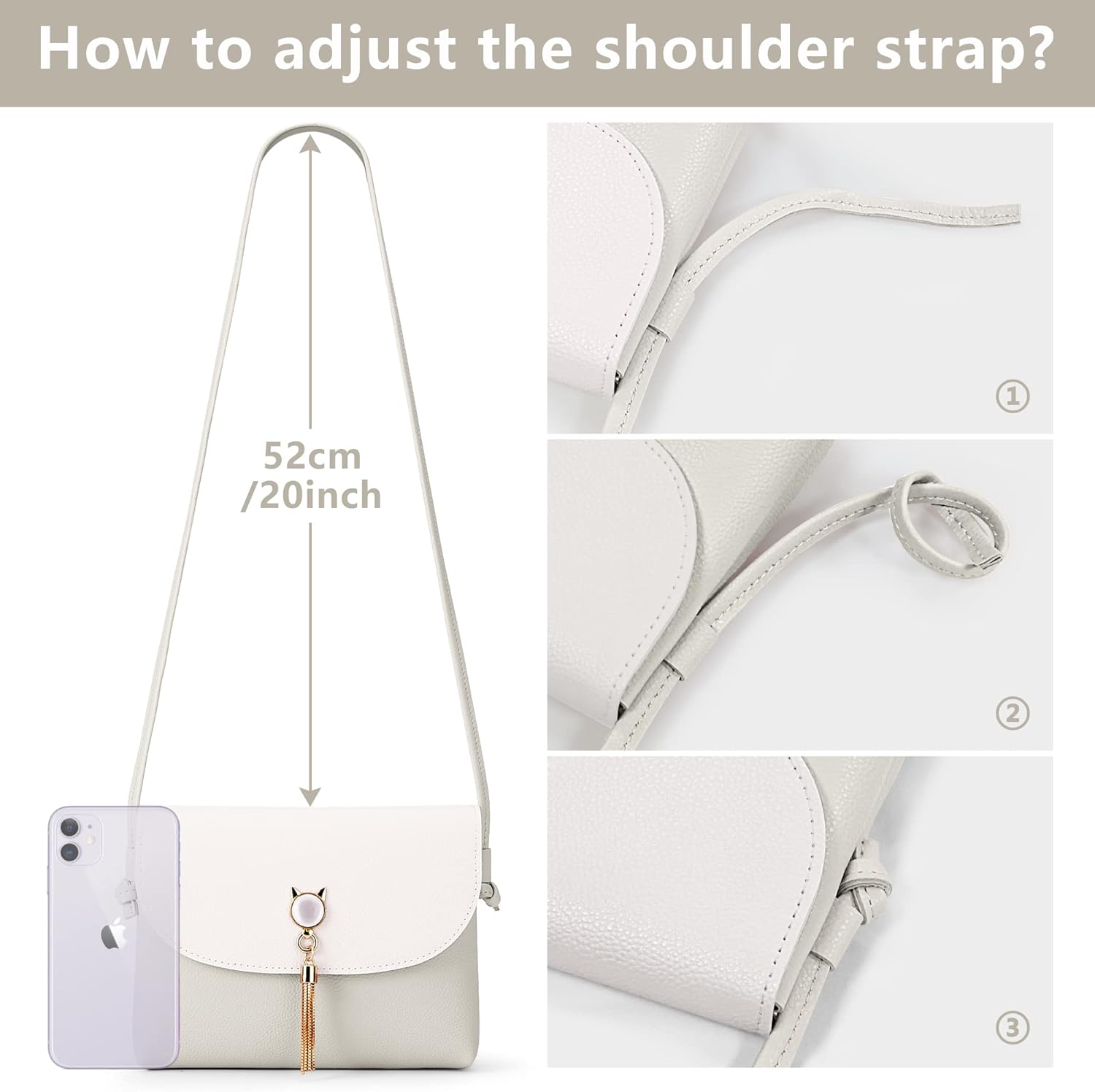 KALIDI Small Crossbody Shoulder Bag Purse with Cute Cat Shape Tassels PU Leather Cross Body Phone Handbags for Girls Ladies