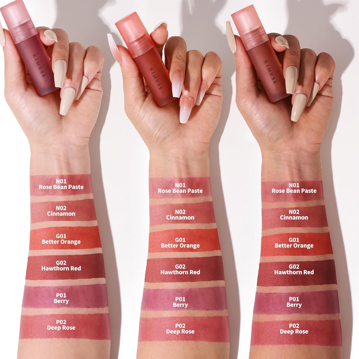 KIMUSE Water Gel Lip Tint Trio, Moisturizing Lightweight Lip Stain, Highly Pigmented Long Lasting Glossy Lipstain, Hydrate Glossy Finish Lipgloss Makeup