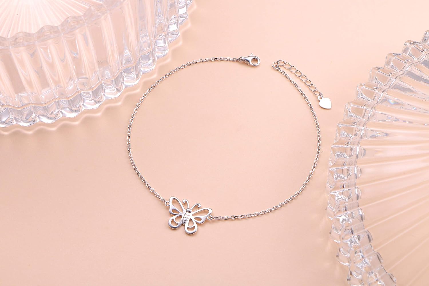 S925 Sterling Silver Evil Eye Hamsa Hand/Butterfly/Cross/Celtic Knot/Infinity/Heart Anklets for Women Girls, Adjustable 9 10 11 Inches Foot Chain Jewelry