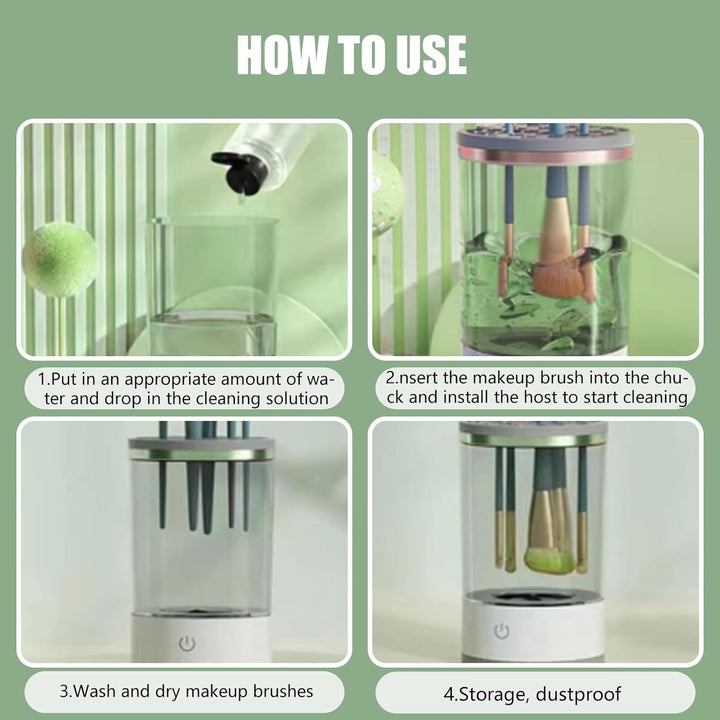 Electric Makeup Brush Cleaner Machine Automatic Portable USB Reusable Make Up Brush Cleaner Set for Quick Cleaning and Drying All Size Beauty Makeup Brushes (Black)