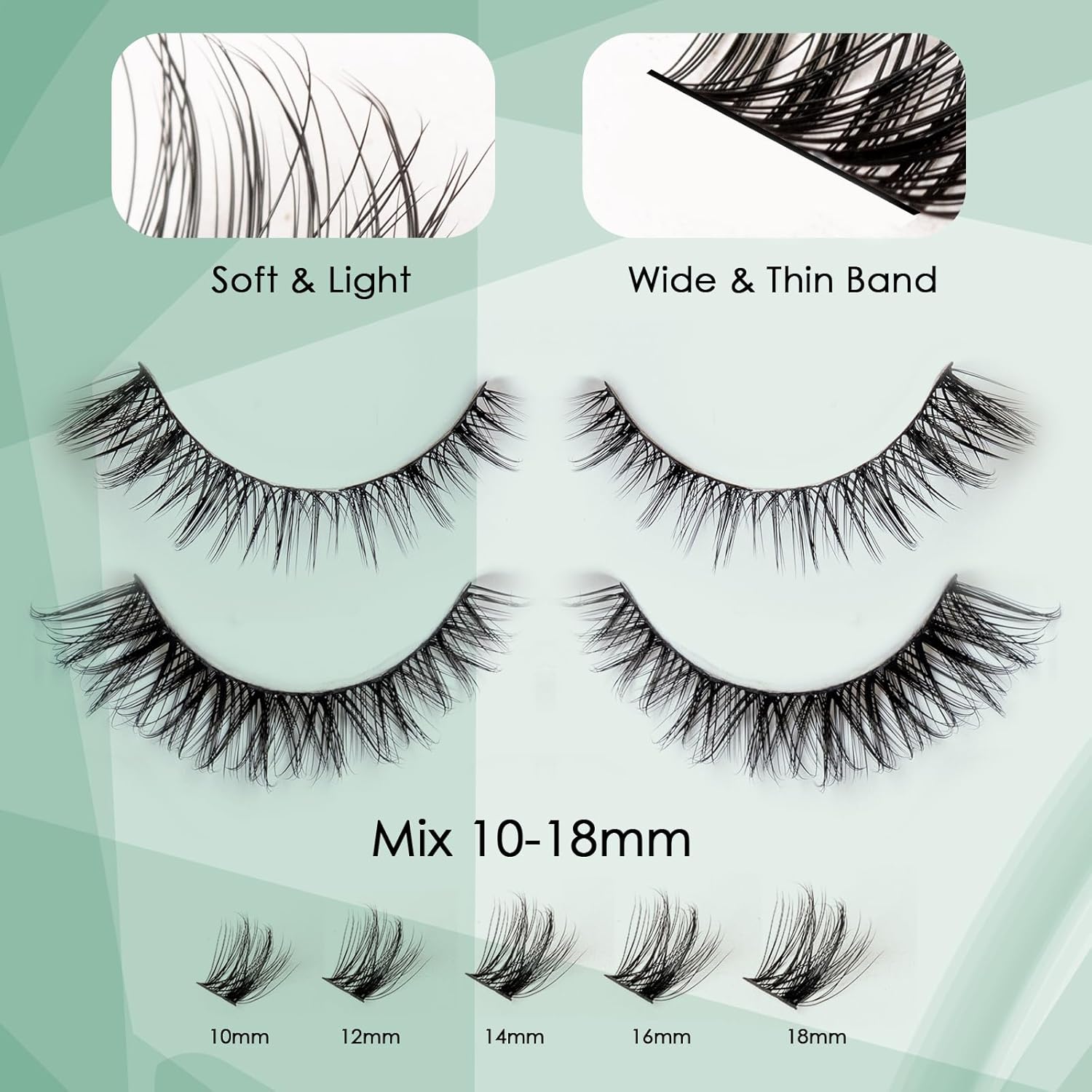 Cluster Lashes 168pcs Lash Clusters 10-18mm Individual Eyelashes Natural Eyelashes Soft Eyelash Clusters Lash Extensions Kit DIY Lashes Individual Cluster Kit with Bond and Seal and Remover-M37+M38