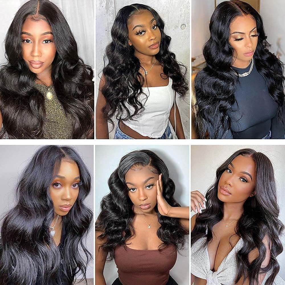 Vallbest Brazilian Body Wave Virgin Hair Bundles with Transparent Lace Closure (18 20 22+16) Remy Human Hair Body Wave 3 Bundles Hair Extension with 4x4 Lace Closure Hair Extensions