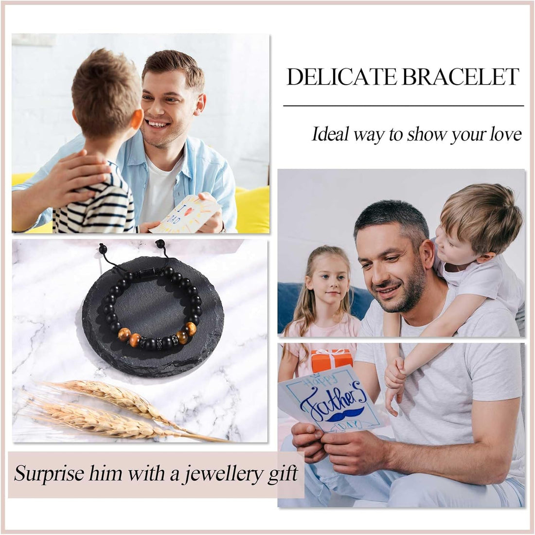 TEVOP Gifts for Dad Son Grandson Grandad Daddy, Tiger Eye Stone Bracelet Adjustable Bracelet Gifts from Daughter Mum Grandparents, Perfect Birthday Graduation Christmas Presents