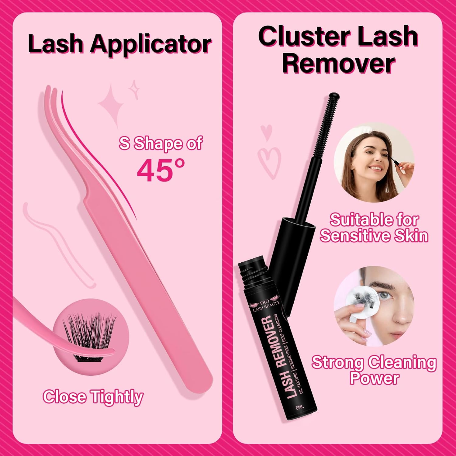 PRO Lash Clusters Kit DIY Lash Extension Kit with 168 Pcs Individual Lashes Cluster Lashes Bond and Seal Eyelash Applictor Lash Remover Eyelash Extension Kit for Beignner(Into You-01 Kit)