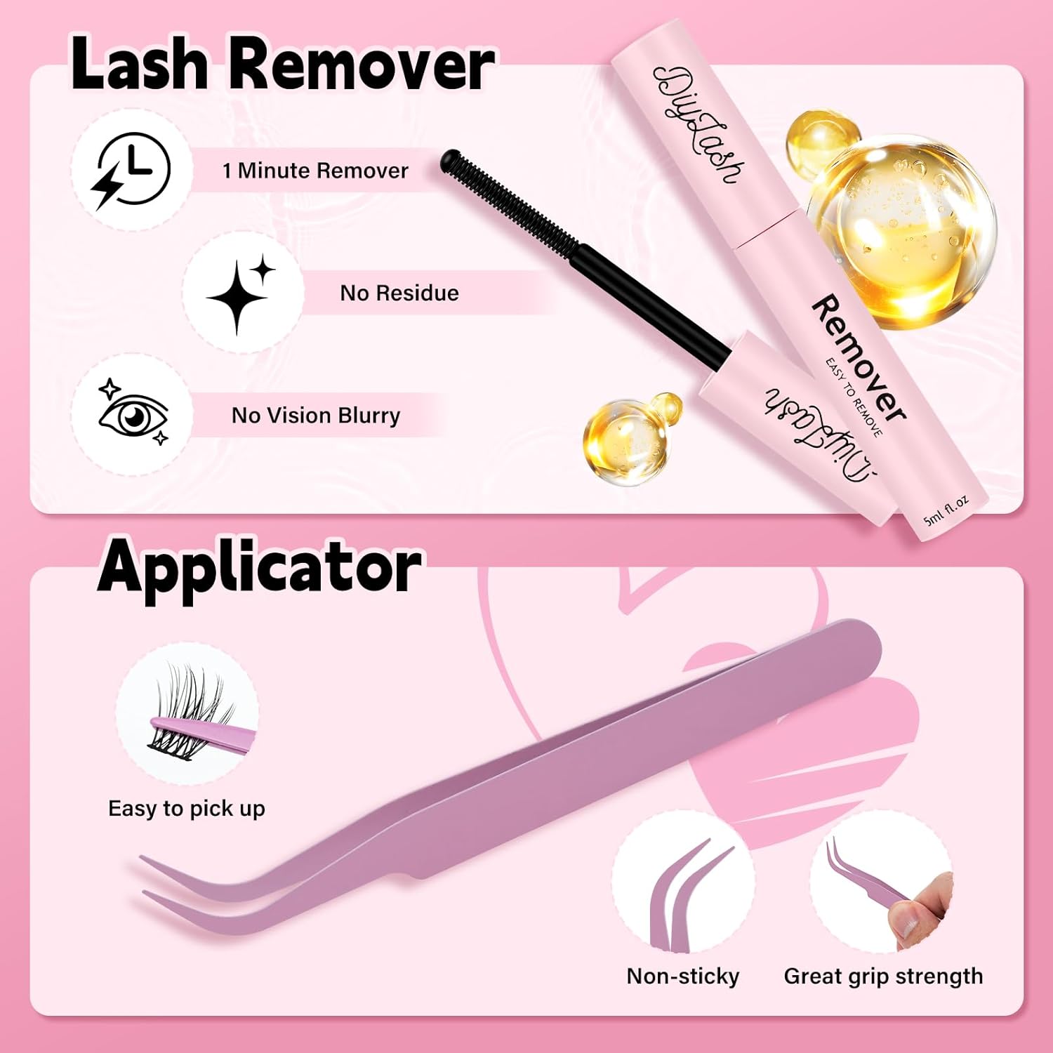 PRO Lash Extension Kit Natural Individual Lashes D Curl Cluster Eyelash 8-16mm Individual lashes Kit with Bond, Lash Remover, Seal (Natural04-8-16mix)