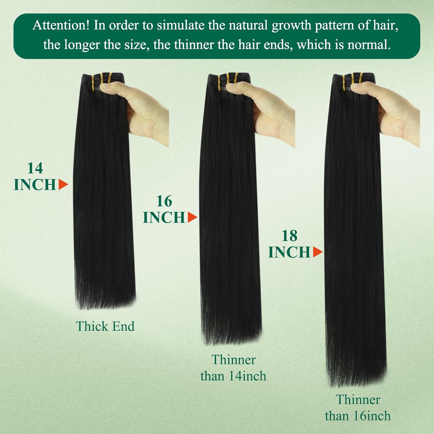 Easyouth Clip in Extensions Real Human Hair Black Clip ins Extensions Straight Jet Black Clip-in Real Hair Extension Double Weft for Daily Life 16 Inch 120g 7Pcs #1