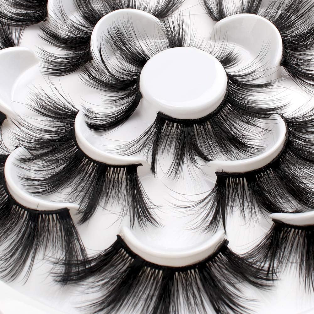 OCHILIMA 25mm Lashes Handmade Strip Eyelashes Dramatic Long Soft Wispy 3D False Eyelashes for Women Bold Makeup 7 Pairs Fluffy Lashes