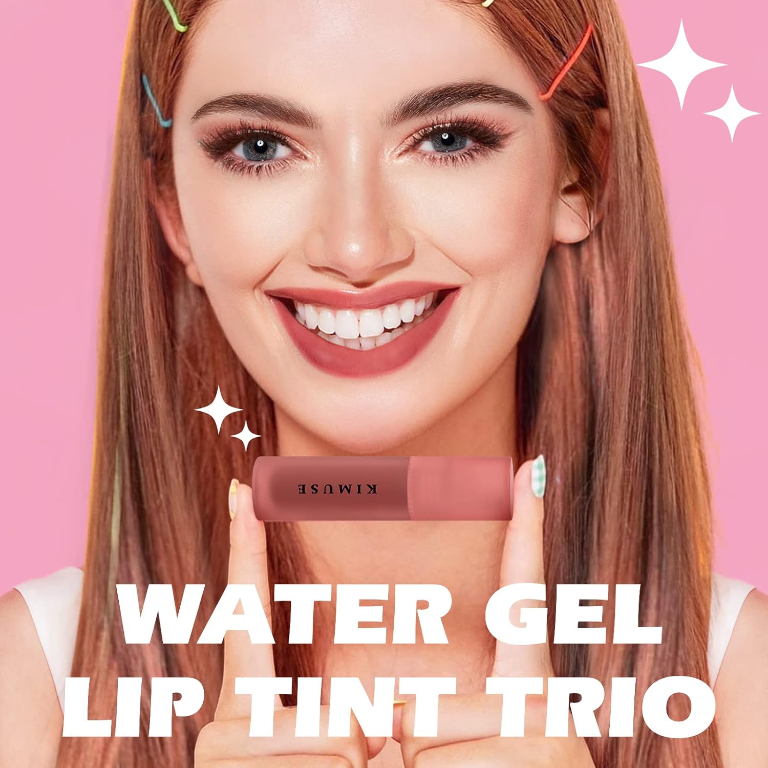 KIMUSE Water Gel Lip Tint Trio, Moisturizing Lightweight Lip Stain, Highly Pigmented Long Lasting Glossy Lipstain, Hydrate Glossy Finish Lipgloss Makeup