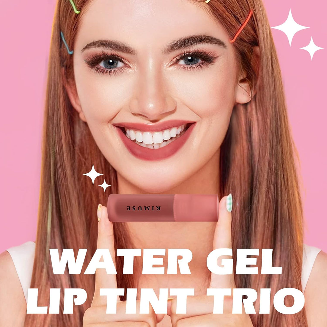 KIMUSE Water Gel Lip Tint Trio, Moisturizing Lightweight Lip Stain, Highly Pigmented Long Lasting Glossy Lipstain, Hydrate Glossy Finish Lipgloss Makeup