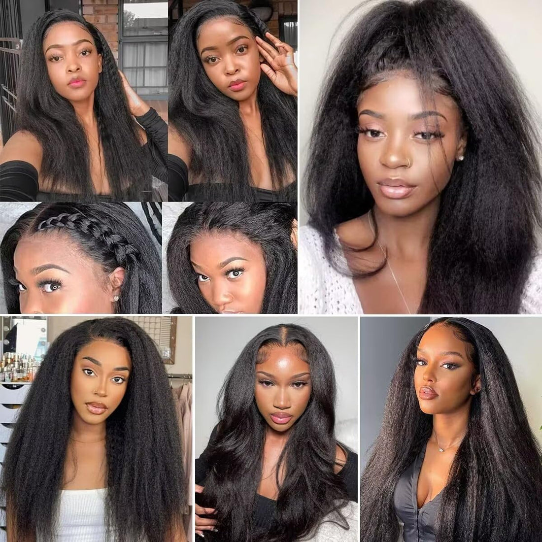 Ladiaryf Yaki Straight Bundles Human Hair Bundles 16 18 20 inch Kinky Straight Hair 3 Bundle 10A Brazilian Kinky Straight Human Hair Weave For Black Women Natural Color