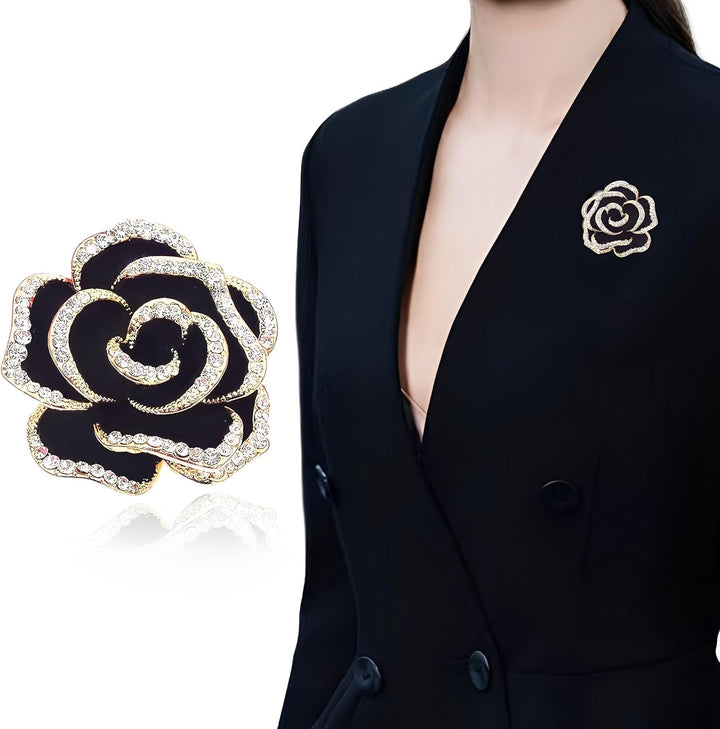 Flower Ribbon Brooch, Vintage Elegant Unique Crystal Brooch, Fashion Rhinestone Brooch, Pin Badges, Accessories Jewellery Gifts, Rhinestone Button