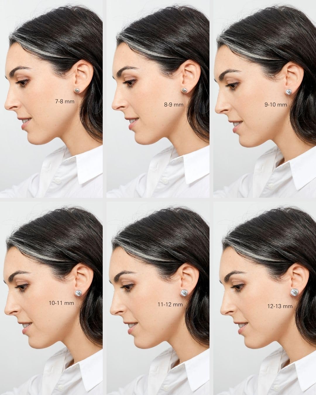 Woman Pearl Earrings Freshwater Cultured Keshi Pearls in White and Gray by SECRET & YOU | Sterling Silver 925 | Available in 10 sizes from 7-8 mm to 15-16 mm