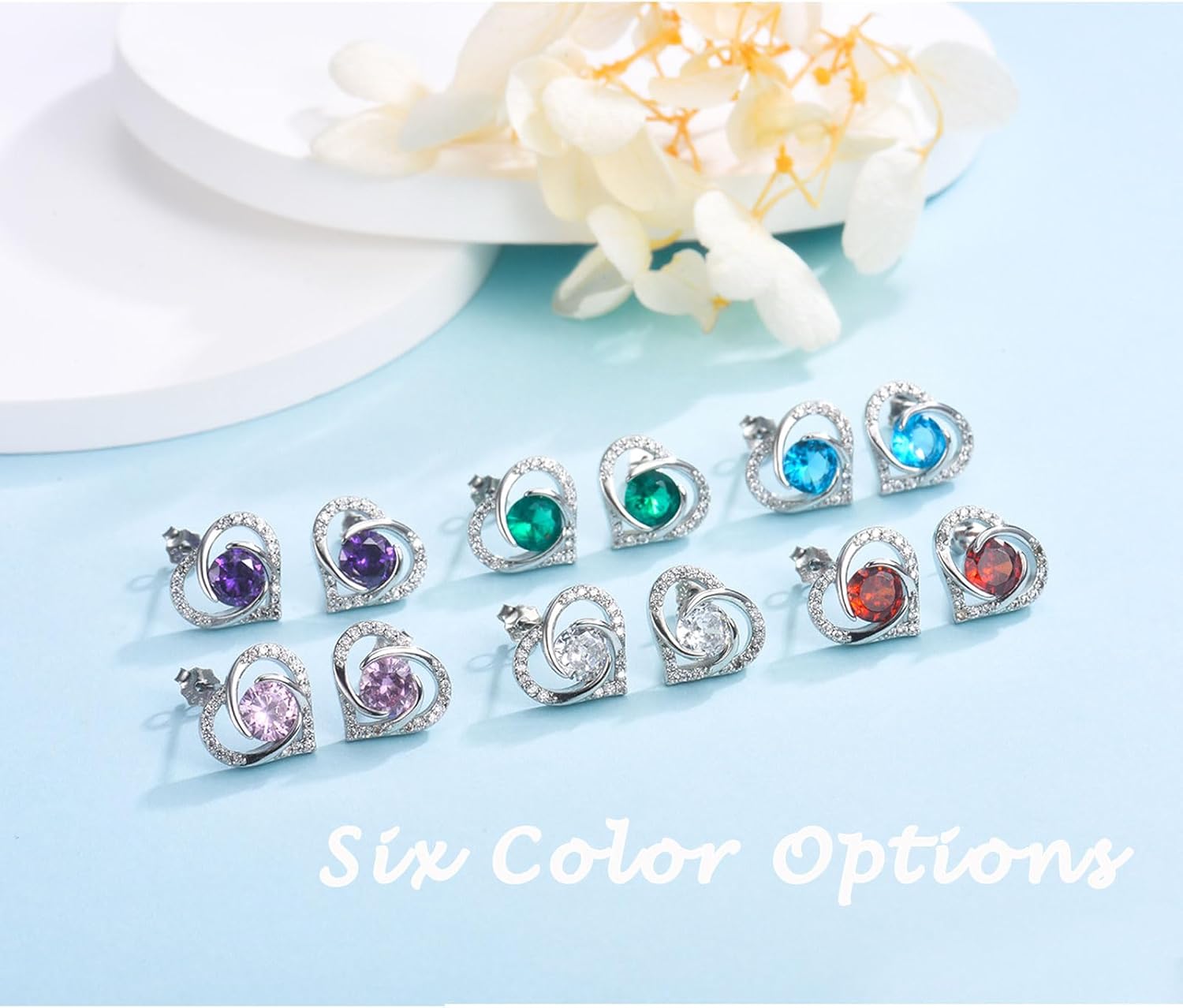 Earrings for Women, Sterling Silver Stud Earrings for Sensitive Ears¦Hypoallergenic Cubic Zirconia Silver Studs Earrings Gift for Girls¦Birthday Christmas Anniversary Jewellery Earrings Gift