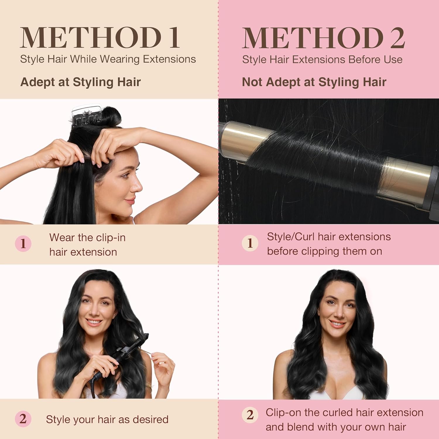 GOO GOO Seamless Clip in Human Hair Extensions, 16inch 110g 7pcs, Hair Extensions Clip in, 2 Dark Brown