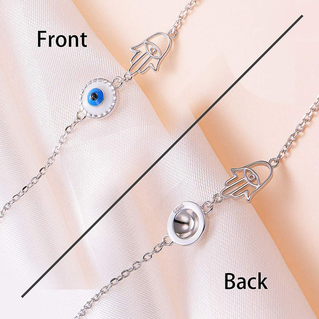 S925 Sterling Silver Evil Eye Hamsa Hand/Butterfly/Cross/Celtic Knot/Infinity/Heart Anklets for Women Girls, Adjustable 9 10 11 Inches Foot Chain Jewelry