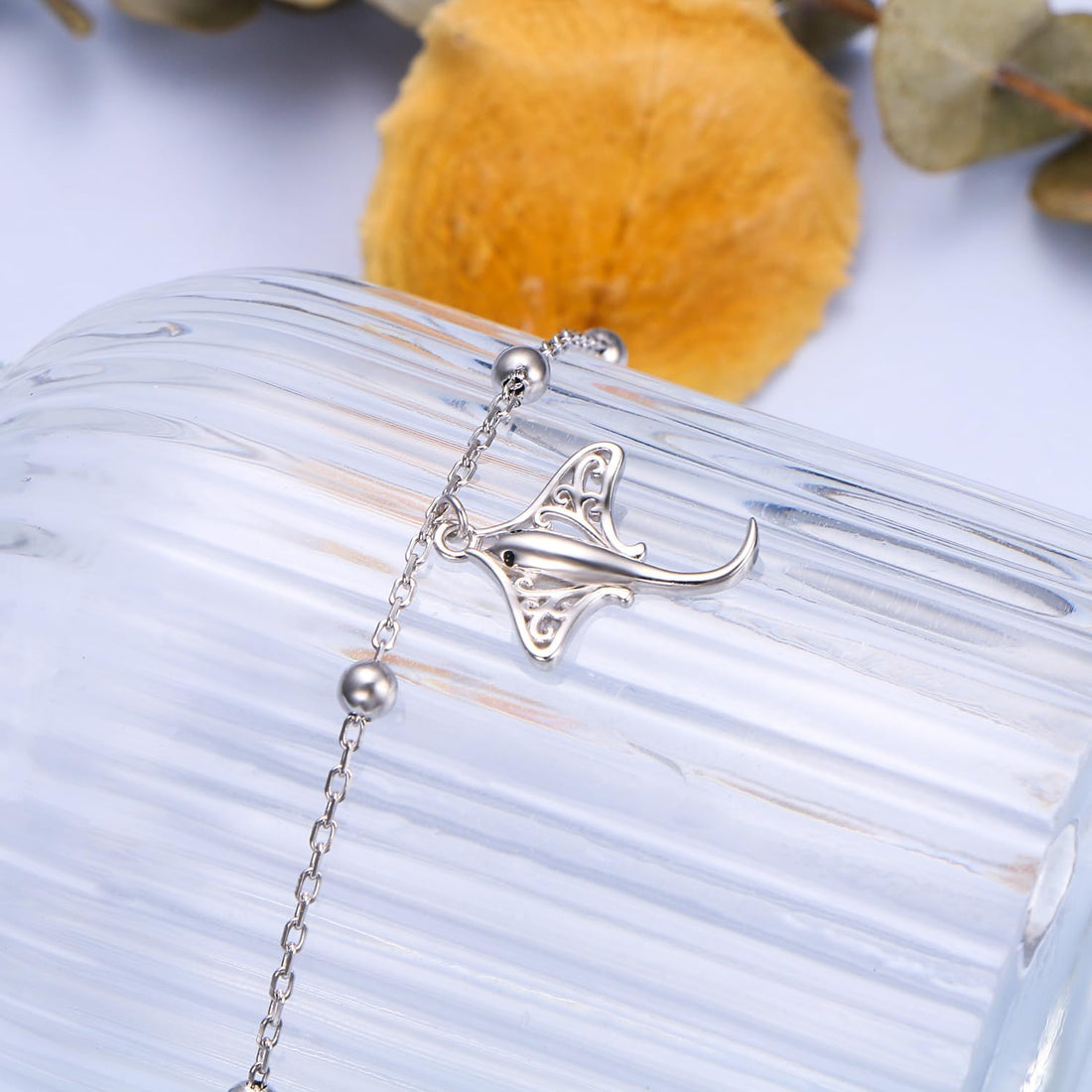 DAOCHONG Anklet for Women S925 Sterling Silver Adjustable Foot Beaded Heart Charm Ankle Bracelet Anklets Jewelry