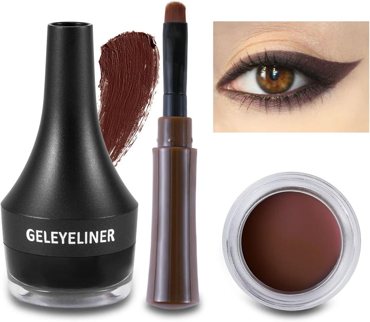 Boobeen Eyeliner Waterproof Gel Eyeliner Smudge-proof Eye Liner Gel Makeup Eye Makeup Set Long-lasting For All Day Easy to Apply (Brown)
