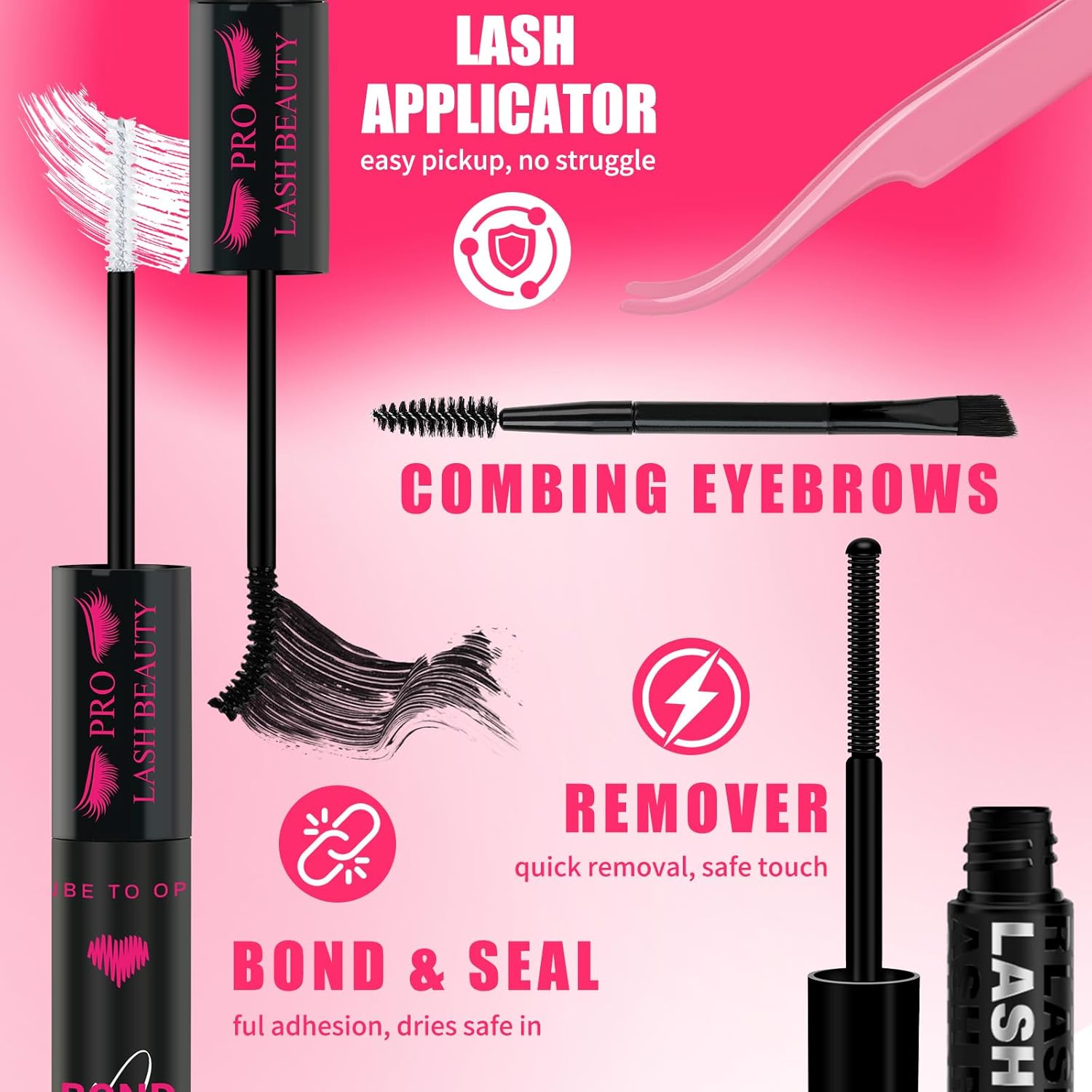 Cluster Lashes Kit 3D Style Individual Lashes Kit with 280 Pcs Lash Clusters Lash Bond and Seal Lash Tweezers Eyelash Remover Easy to Apply at Home