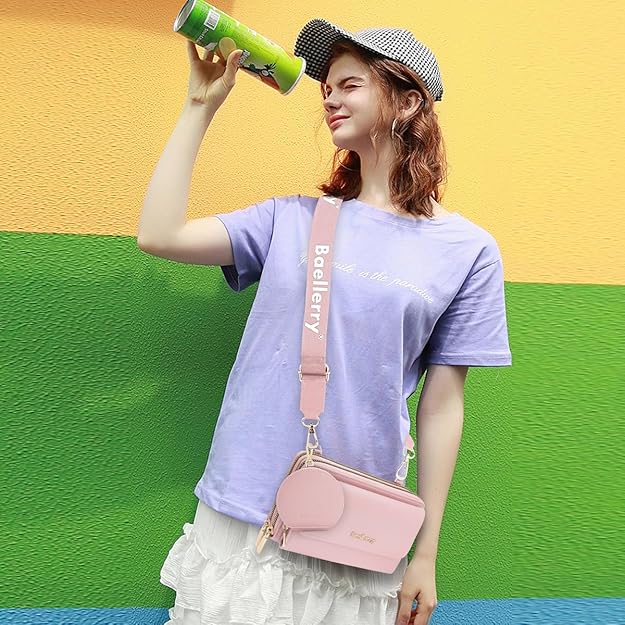 Crossbody Bags for Women PU Leather, – Adjustable Wide Strap, Camera Handbags & Phone Shoulder Bag with Removable Coin Pocket for Lady Girl Travel Shopping Daily Use