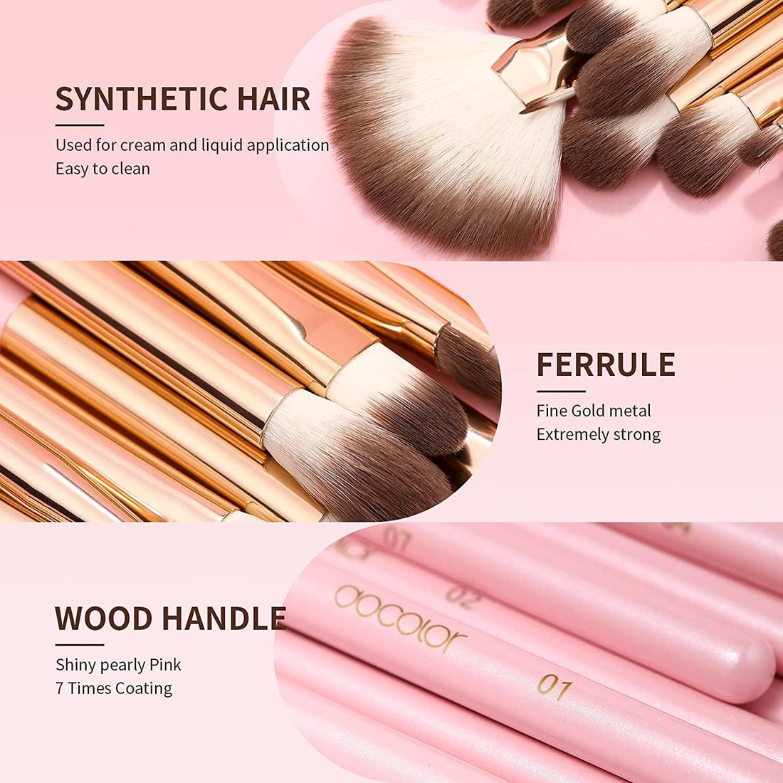 Docolor Eye Makeup Brushes 15Pcs Synthetic Eyeshadow Brush Eye Makeup Brush Set with Soft Hairs Professional Eye Shadow Blending Concealer Eyebrow Eye Liners Premium Eye Make Up Brushes Set(Pink)